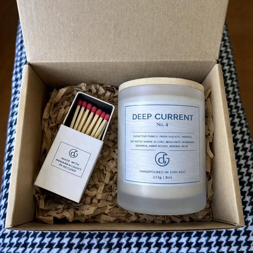 Deep Current No. 4 Candle | Aquatic Rosemary Musk, Frosted Glass, Masculine Scent