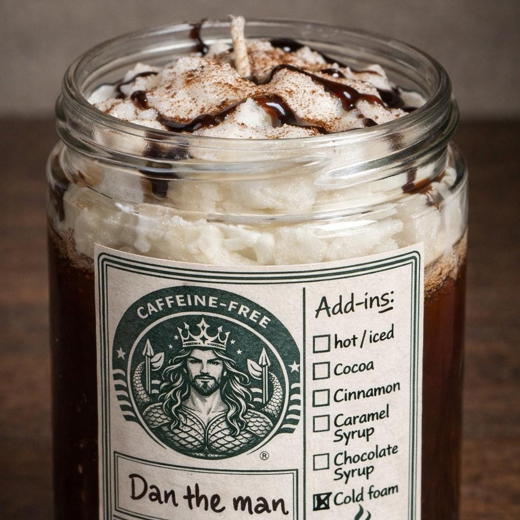 Custom Coffee Latte Candle | Personalized Name Soy Gel Wax Starbucks Drink Candle