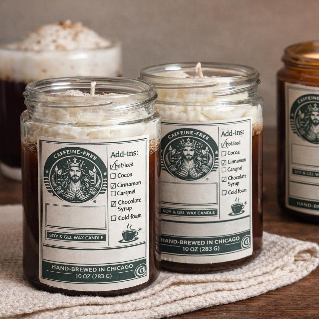 Custom Coffee Latte Candle | Personalized Name Soy Gel Wax Starbucks Drink Candle