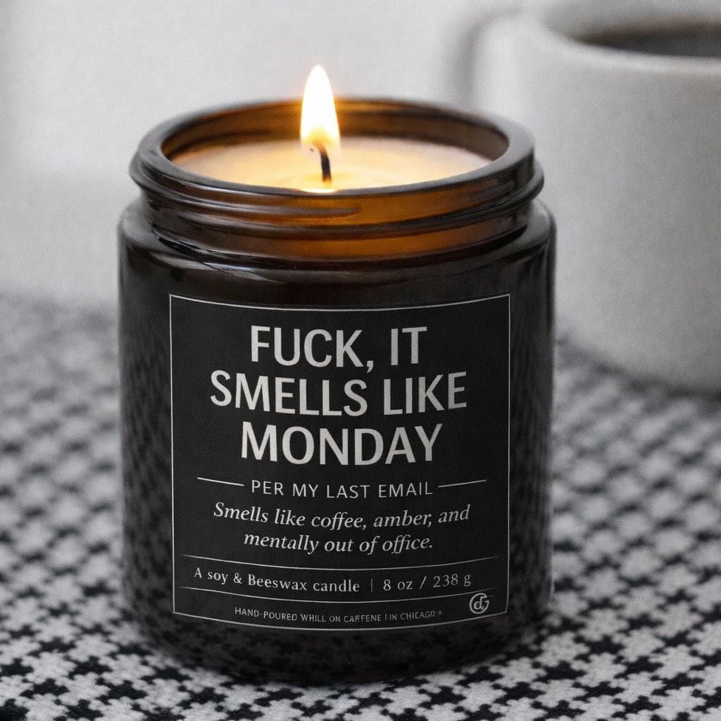 Fuck, It Smells Like Monday Coffee Amber Beeswax Soy Poured Candle
