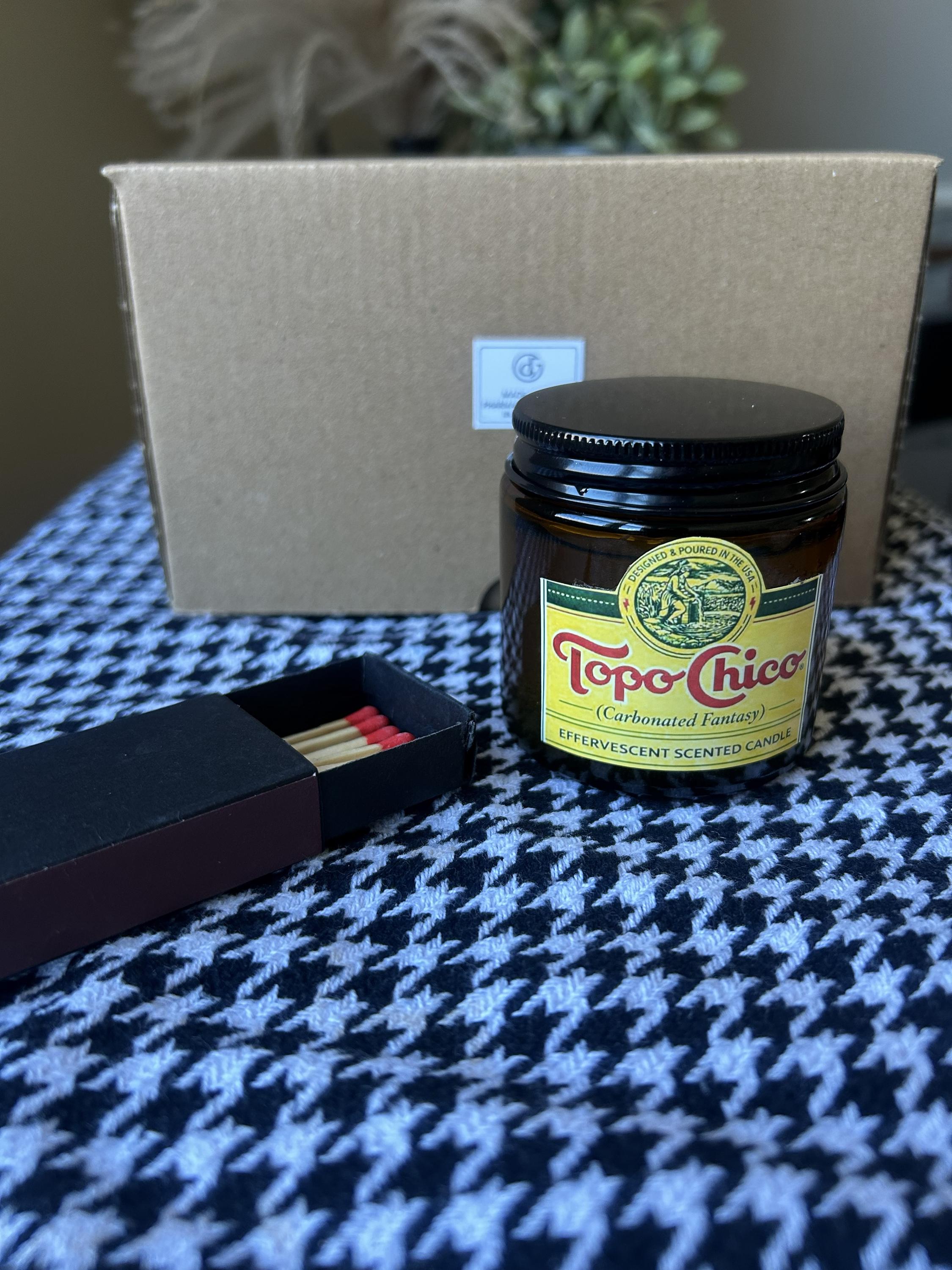 Topo Chico Effervescent novelty Bergomot Green Tea Musk candle gel or soy wax