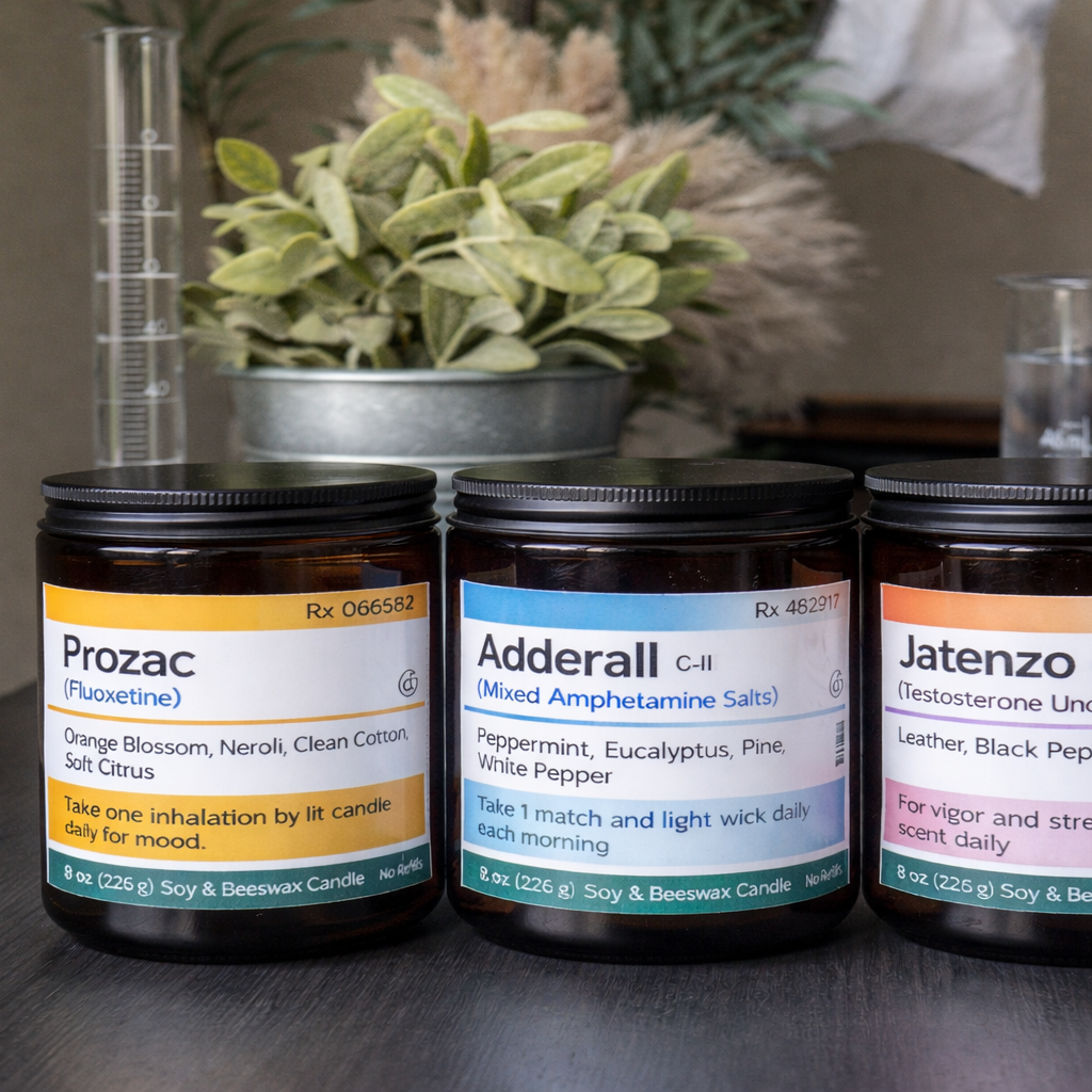 Modern, Pharmacy-Inspired Soy Poured Candle Collection