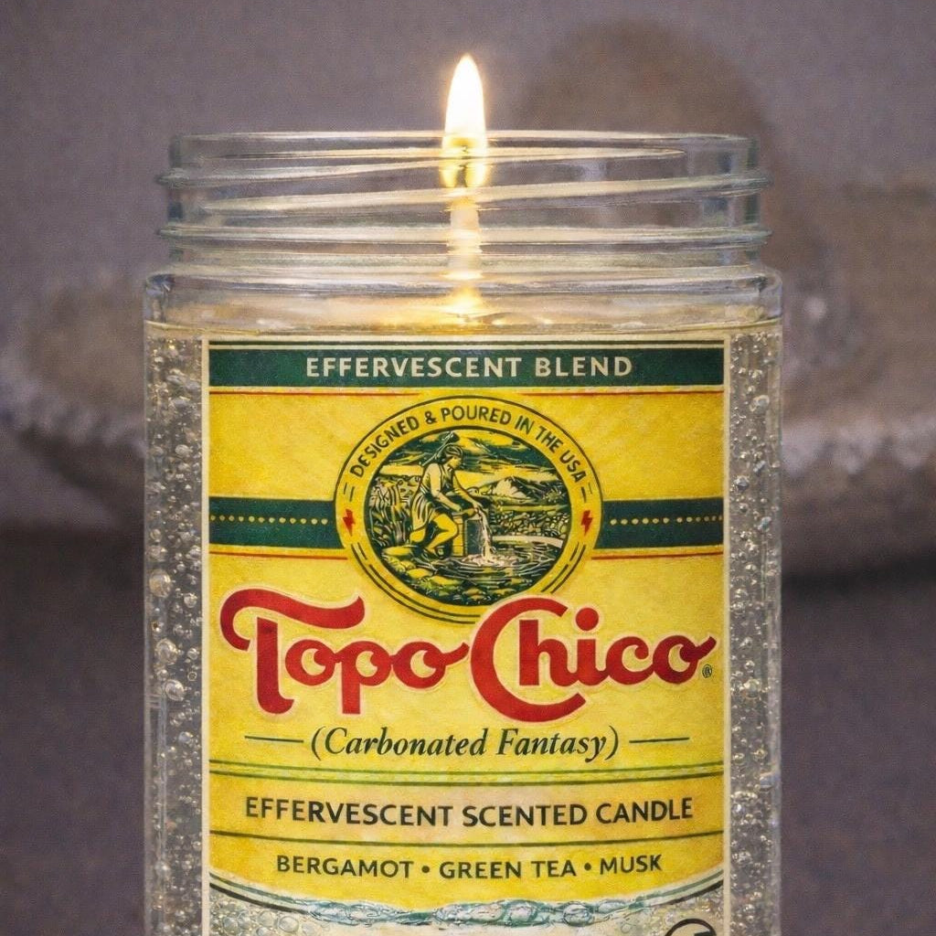 Topo Chico Effervescent novelty Bergomot Green Tea Musk candle gel or soy wax