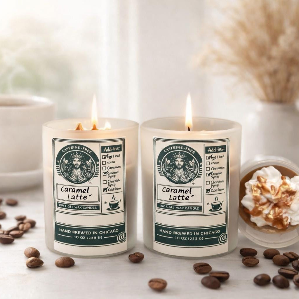 Custom Coffee Latte Candle | Personalized Name Soy Gel Wax Starbucks Drink Candle