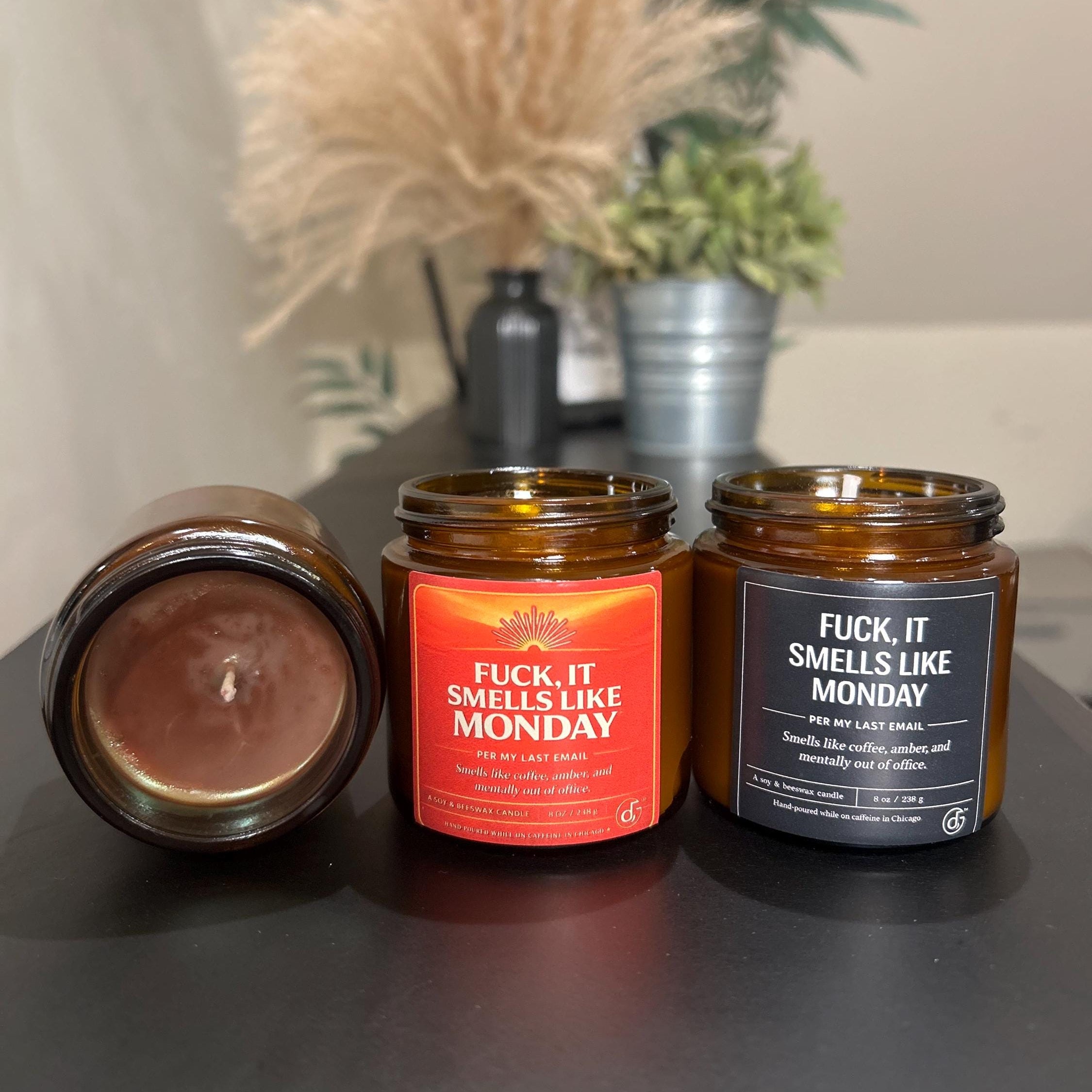 Fuck, It Smells Like Monday Coffee Amber Beeswax Soy Poured Candle