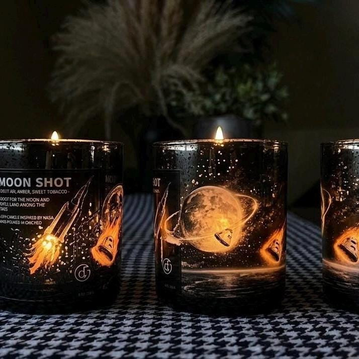 Moon Shot Soy Candle | NASA Space Artemis Tribute, Night Air Amber Sweet Tobacco