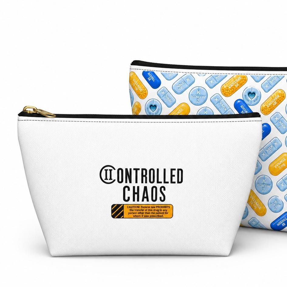 Pharmacy inspired Pill Pattern Accessory Bag | Funny Travel-sized Zipper Pouch