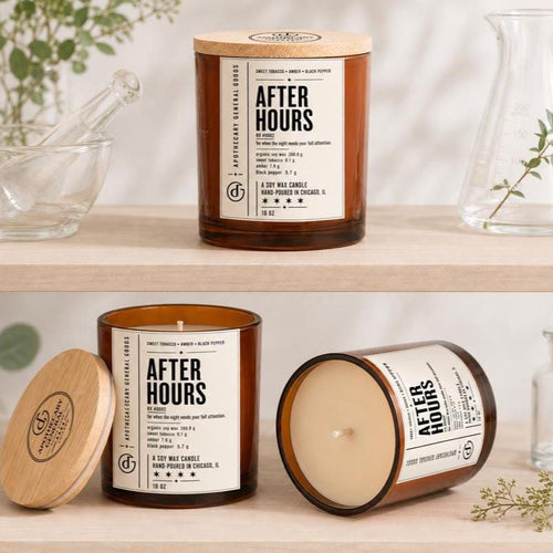 After Hours Organic Candle | Dark Amber Fine Leather Vanilla (10 oz) with optional Upcycling
