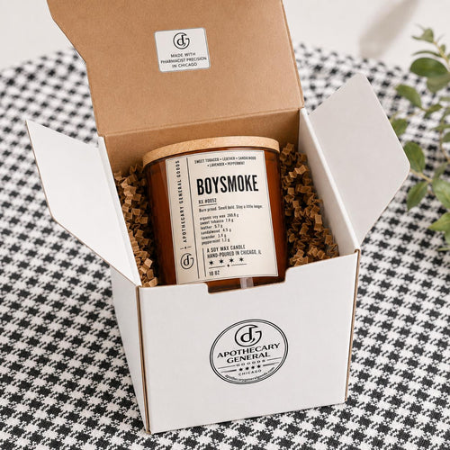 Boysmoke Organic Candle | Sweet tobacco, Leather, Sandalwood (10 oz) with optional Upcycling