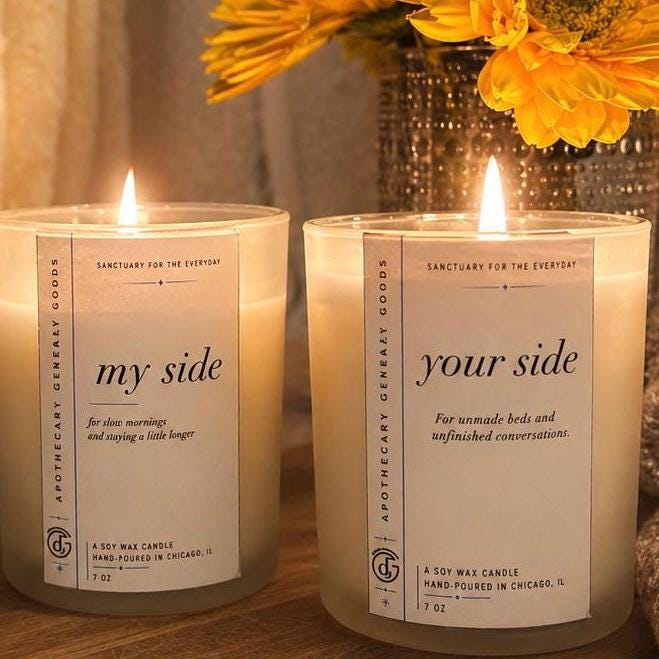 Couples and Lovers Customized Scent Yours and My Cozy Bedside Candle Duo