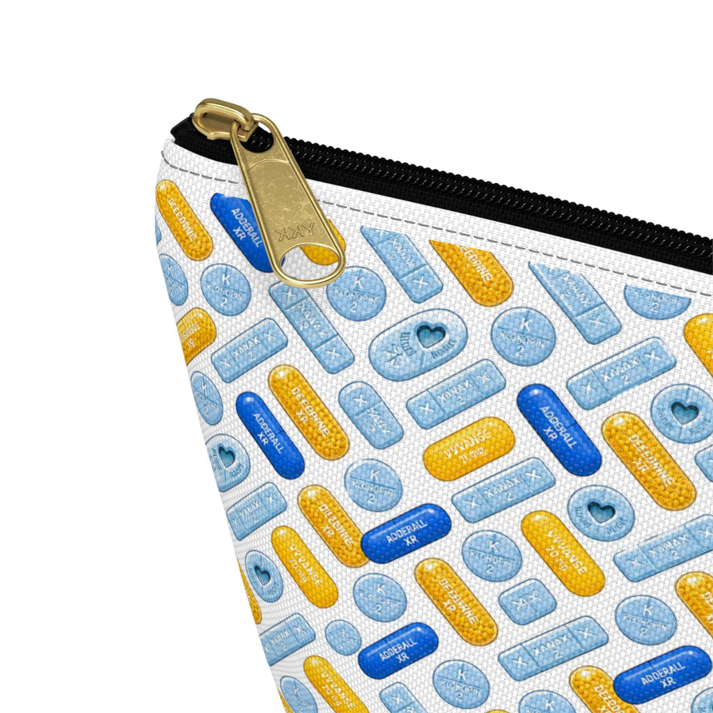 Pharmacy inspired Pill Pattern Accessory Bag | Funny Travel-sized Zipper Pouch