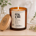 Petal & Vice Organic Candle | Peony, Amber, Sweet Tobacco, Leather (10oz) with optional Upcycling
