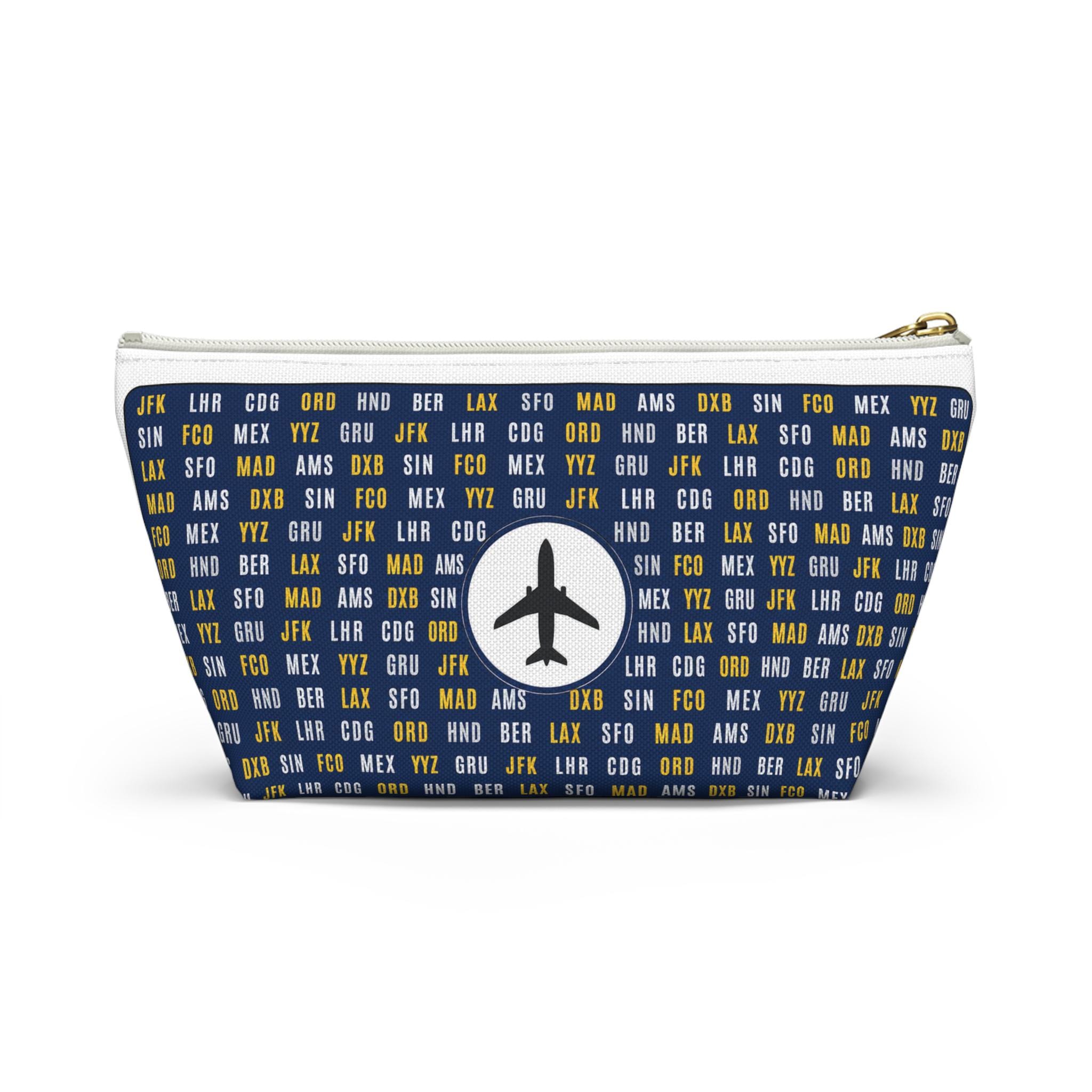 Personalized Airline Ticket Travel Accessory Pouch | Custom Accessory Makeup Bag with Airport Codes